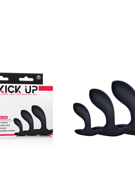 Kick Up Anal Trainer Set - Black Butt Plugs - Set of 3 Sizes