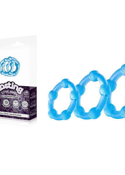 Lasting Love Ring 3 Piece Set - Blue - Blue Beaded Cock Rings - Set of 3 Sizes