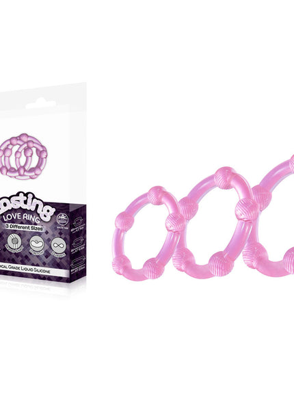 Lasting Love Ring 3 Piece Set - Pink - Pink Beaded Cock Rings - Set of 3 Sizes