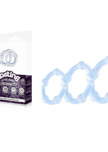 Lasting Love Ring 3 Piece Set - Clear - Clear Beaded Cock Rings - Set of 3 Sizes