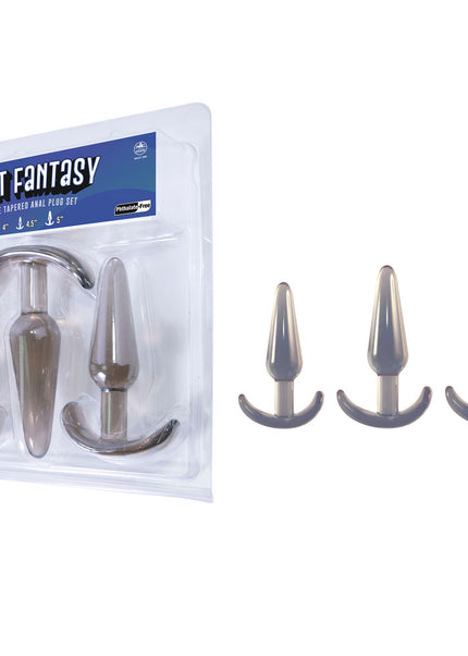 Butt Fantasy Triple Tapered Anal Plug Set - Black - Black Beginners Butt Plugs - Set of 3 Sizes