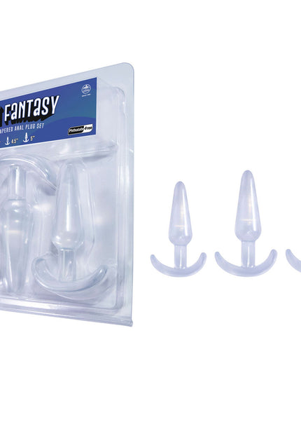 Butt Fantasy Triple Tapered Anal Plug Set - Clear - Clear Beginners Butt Plugs - Set of 3 Sizes