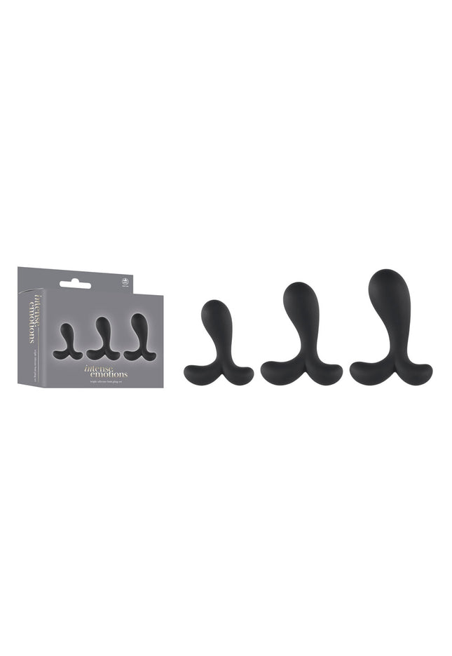 Intense Emotions - Black Butt Plugs - Set of 3 Sizes