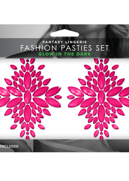 GLOW Fashion Pasties Set - Glow Pink Crystals