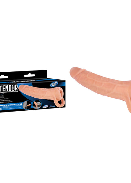 Extendor 8'' 2-in-1 Penis Extender & Masturbator - Flesh 20.3 cm Penis Extension Sleeve with Vagina Opening