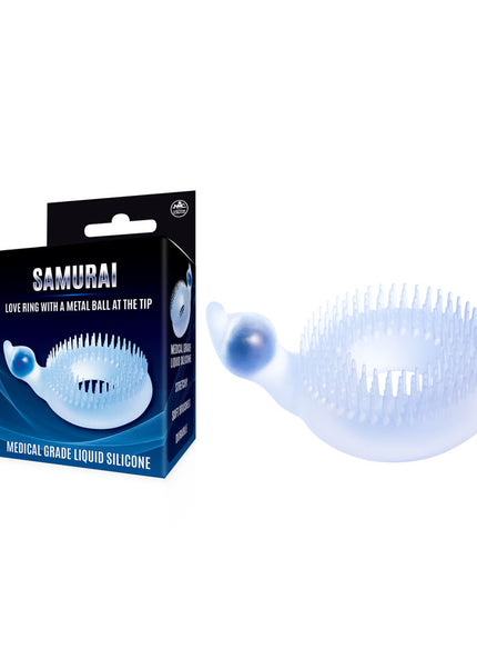 Samurai - Clear Cock Ring with Metal Ball at Tip