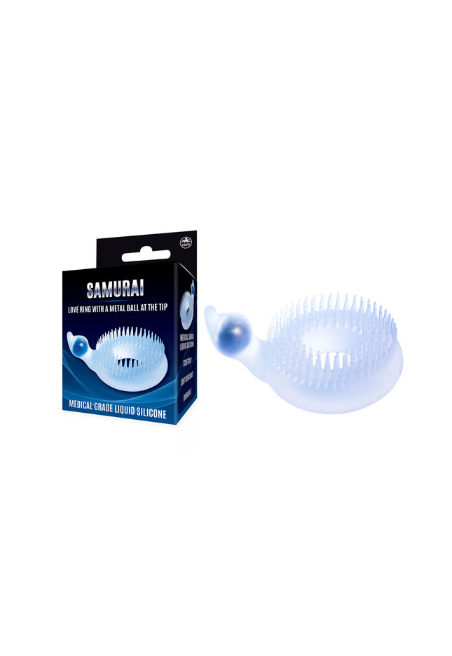 Samurai - Clear Cock Ring with Metal Ball at Tip