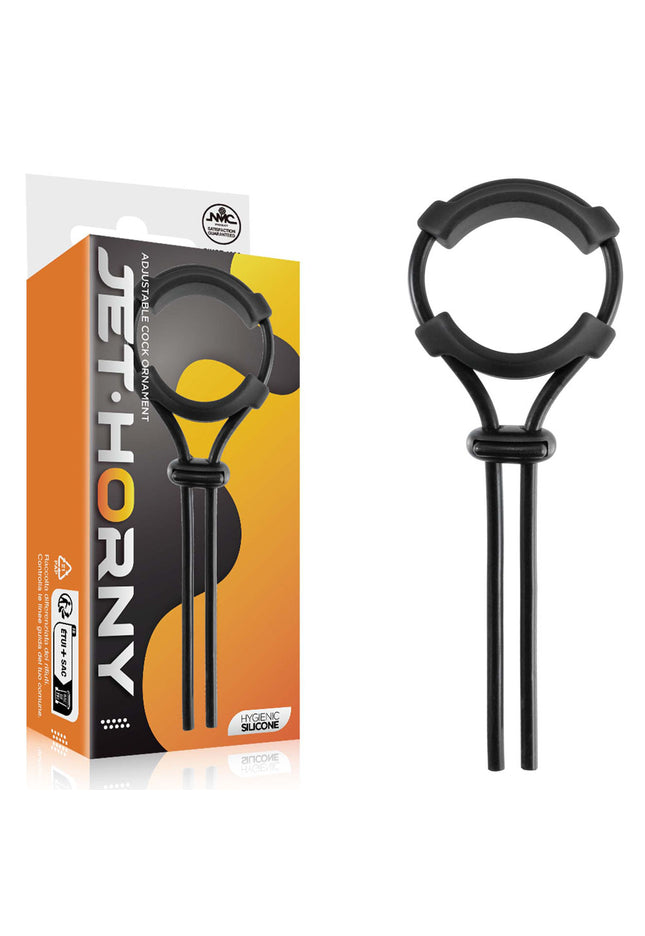Jet Horny - Black Adjustable Cock Lasso Ring