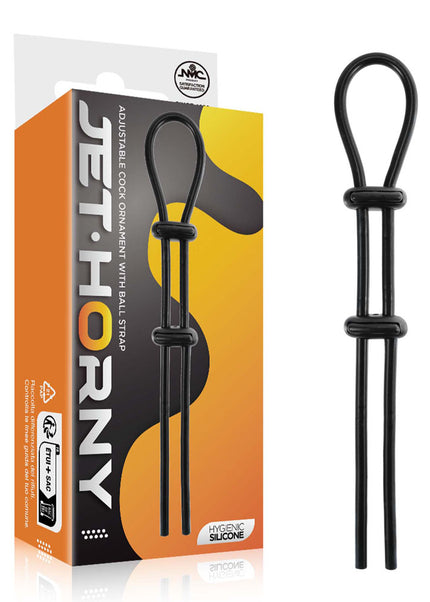 Jet Horny - Black Adjustable Cock & Ball Lasso Ring
