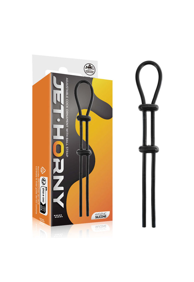 Jet Horny - Black Adjustable Cock & Ball Lasso Ring