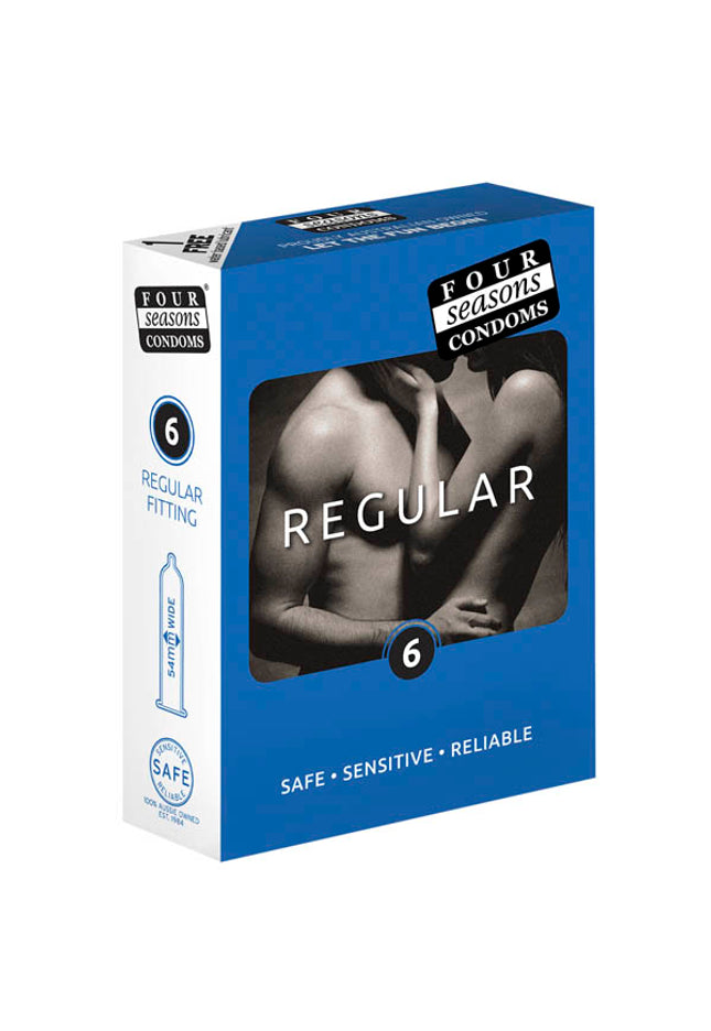 Four Seasons Regular Condoms - Regular Fit Lubricated Condoms - 6 Pack