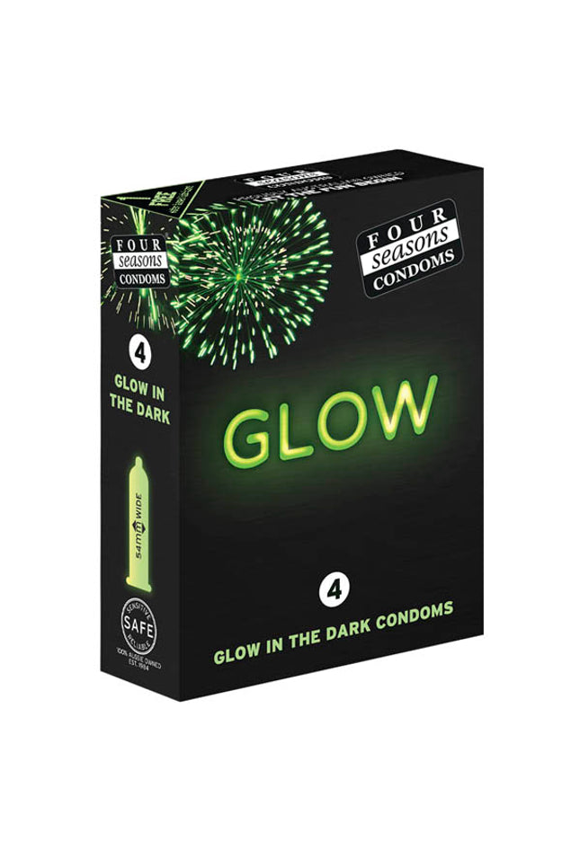 Glow N' Dark Condoms - Glow In The Dark Lubricated Condoms - 4 Pack