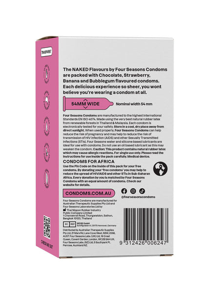 Four Seasons Naked Flavours - Ultra Thin Flavoured Condoms - 12 Pack