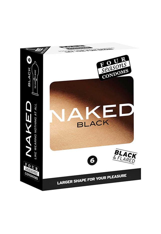 Four Seasons Naked Black - Ultra Thin Black Condoms - 6 Pack