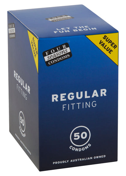 Four Seasons Regular Condoms - Regular Fit Lubricated Condoms - 50 Pack