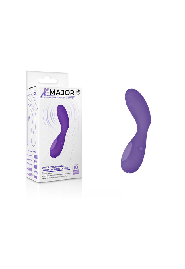 X Major Finger Vibe - Purple - Purple USB Rechargeable Finger Stimulator