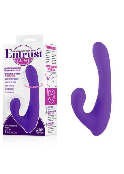 Entrust With Lust - Purple 15 cm USB Rechargeable Rotating Rabbit Vibrator