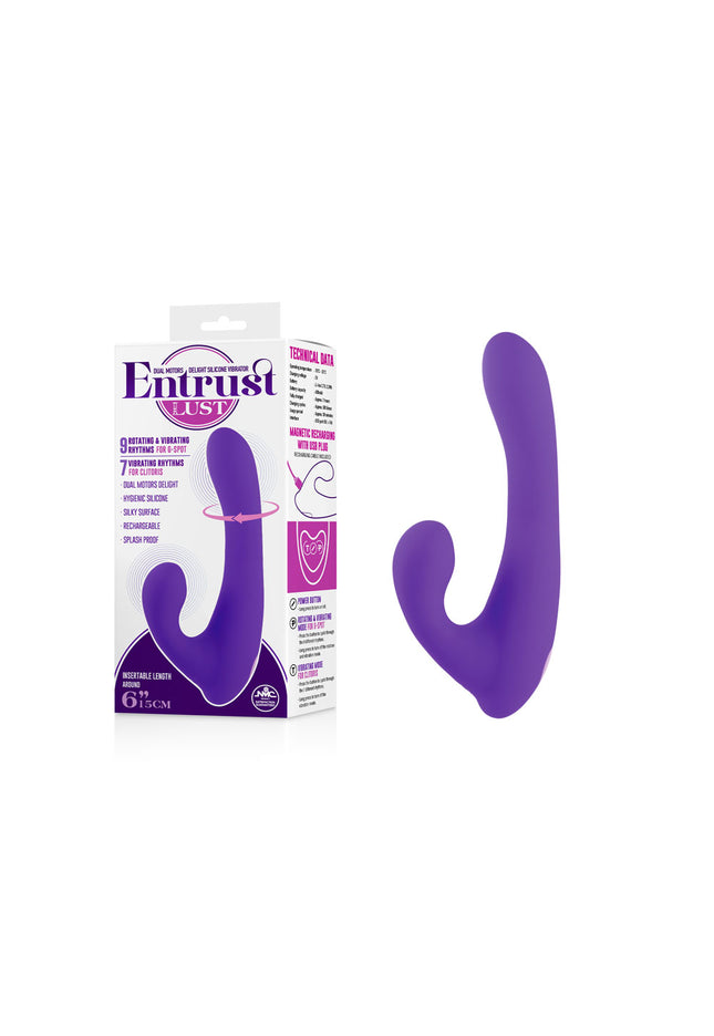Entrust With Lust - Purple 15 cm USB Rechargeable Rotating Rabbit Vibrator