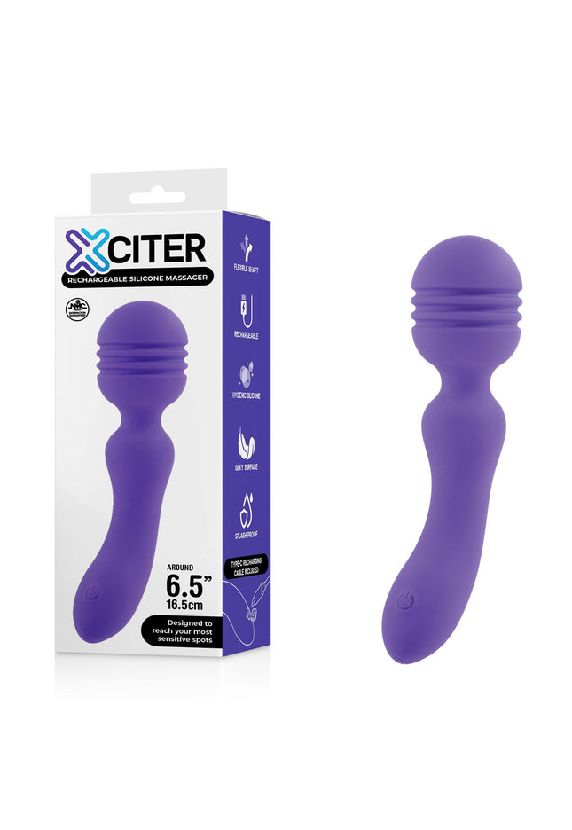 Xciter - Purple - Purple 16.5 cm USB Rechargeable Massage Wand