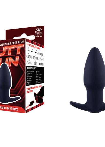 Butt Fun Rechargeable Butt Plug - Black - Black USB Rechargeable Butt Plug