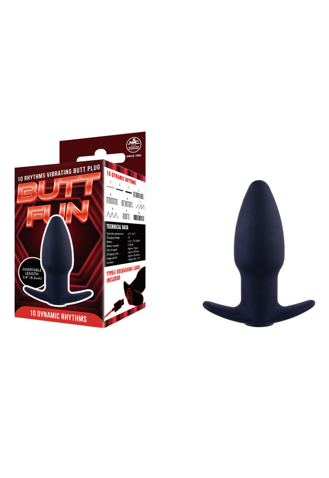Butt Fun Rechargeable Butt Plug - Black - Black USB Rechargeable Butt Plug