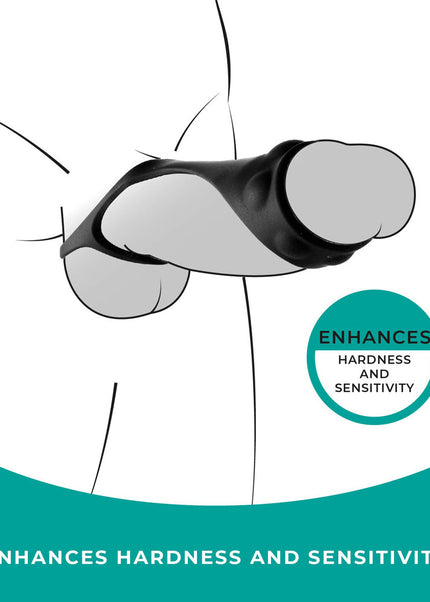 Strap The Balls - Black Cock Strap with Ball Stretcher