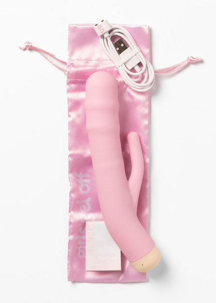 Girls Get Off - DeeDee - Pink 19 cm USB Rechargeable Thrusting Rabbit Vibrator