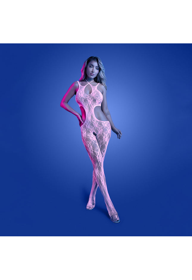 GLOW Equilibrium Bodystocking - OS - Glow In Dark Pink - One Size