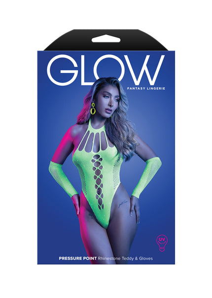 GLOW Pressure Point Teddy - OS - Glow In Dark Green - One Size