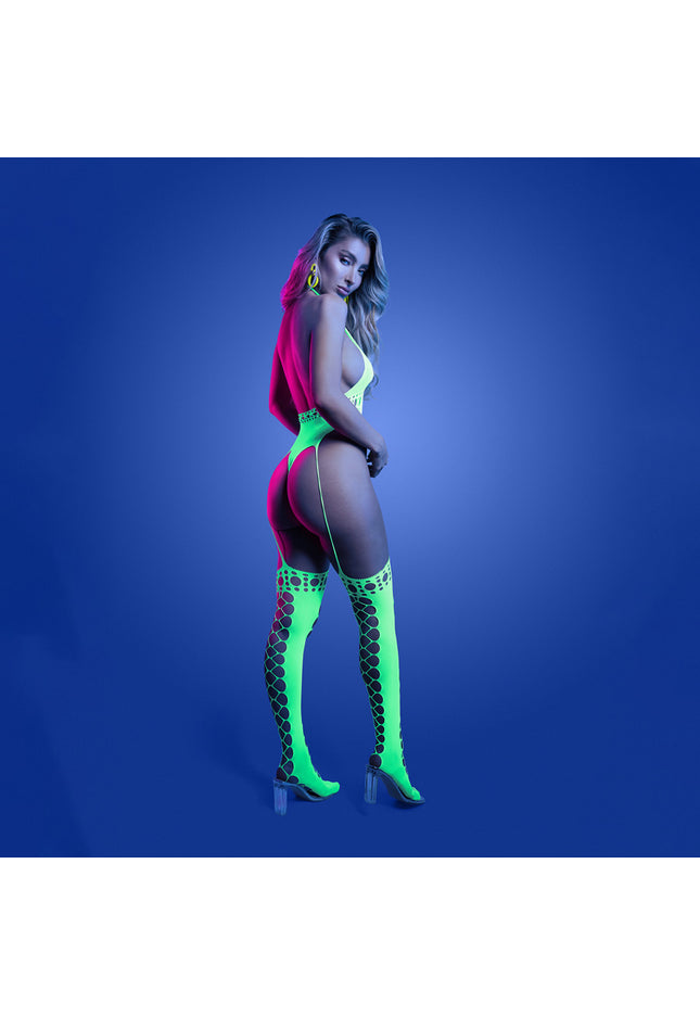 GLOW Paradigm Bodystocking - OS - Glow In Dark Green - One Size