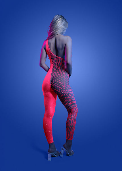 GLOW Hyperdrive Bodystocking - OS - Glow In Dark Pink - One Size