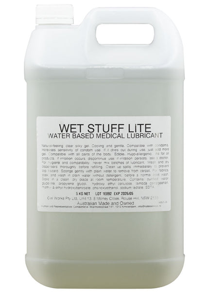 Wet Stuff Lite - 5kg Bottle - Water Based Lubricant - 5 kg Tube
