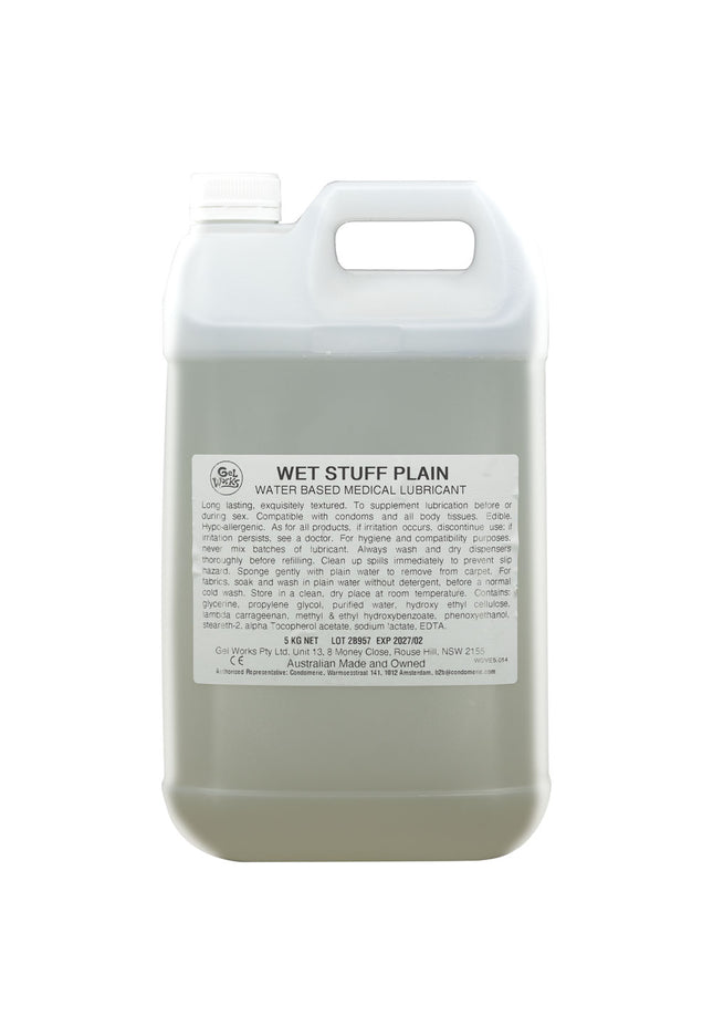 Wet Stuff Plain - 5kg Bottle - Water Based Lubricant with Vitamin E - 5 kg Bottle