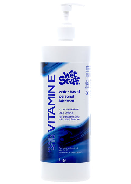 Wet Stuff Plain - 1kg Pump - Water Based Lubricant with Vitamin E - 1 kg Bottle