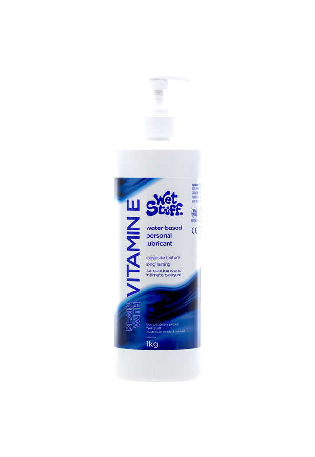 Wet Stuff Plain - 1kg Pump - Water Based Lubricant with Vitamin E - 1 kg Bottle