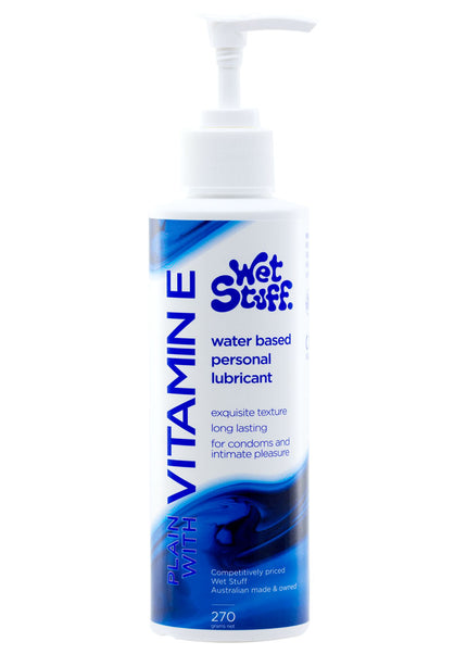 Wet Stuff Plain - 270g Pump - Water Based Lubricant with Vitamin E - 270 gram Pump Bottle