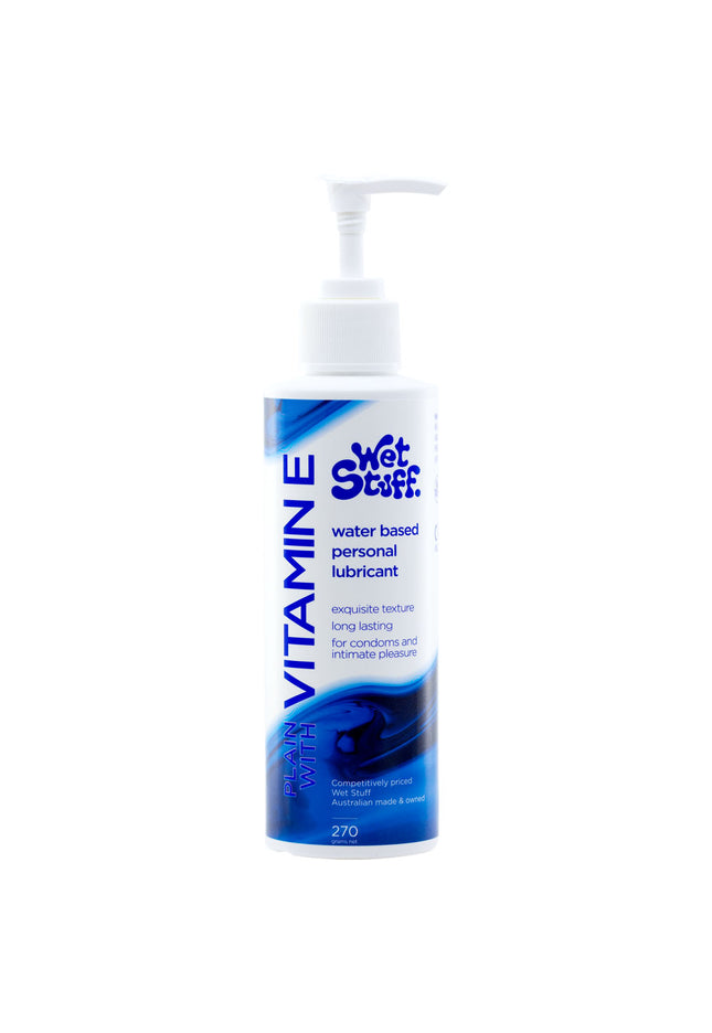 Wet Stuff Plain - 270g Pump - Water Based Lubricant with Vitamin E - 270 gram Pump Bottle