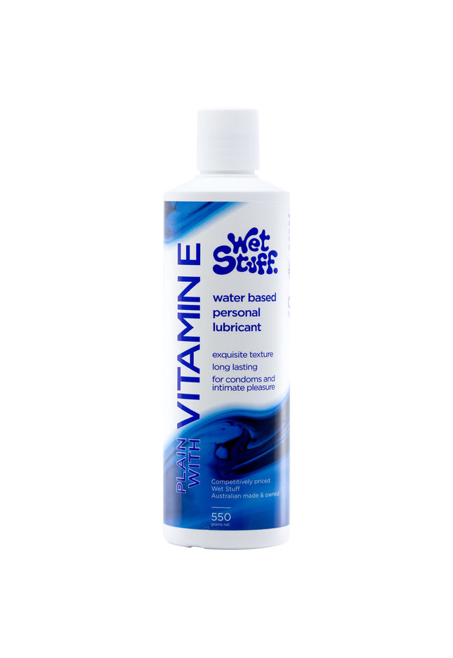 Wet Stuff Plain - 550g Disktop - Water Based Lubricant with Vitamin E - 550 gram Bottle