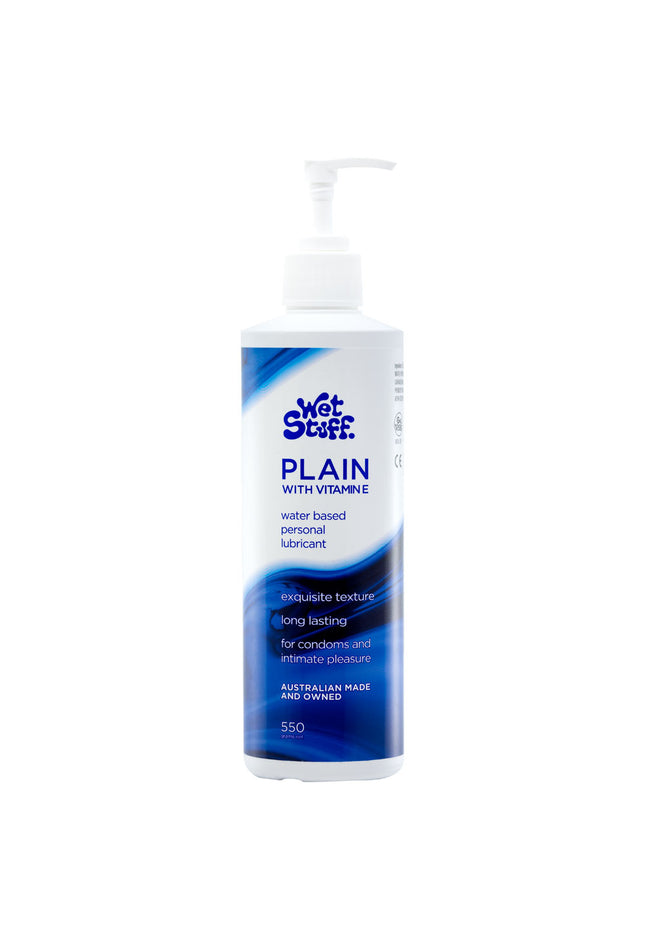 Wet Stuff Plain - 550g Pump - Water Based Lubricant with Vitamin E - 550 gram Pump Bottle