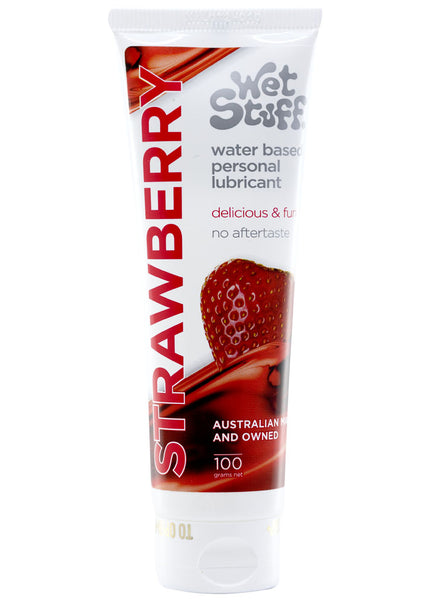 Wet Stuff Strawberry - 100g Tube - Strawberry Flavoured Water Based Lubricant - 100 gram Tube