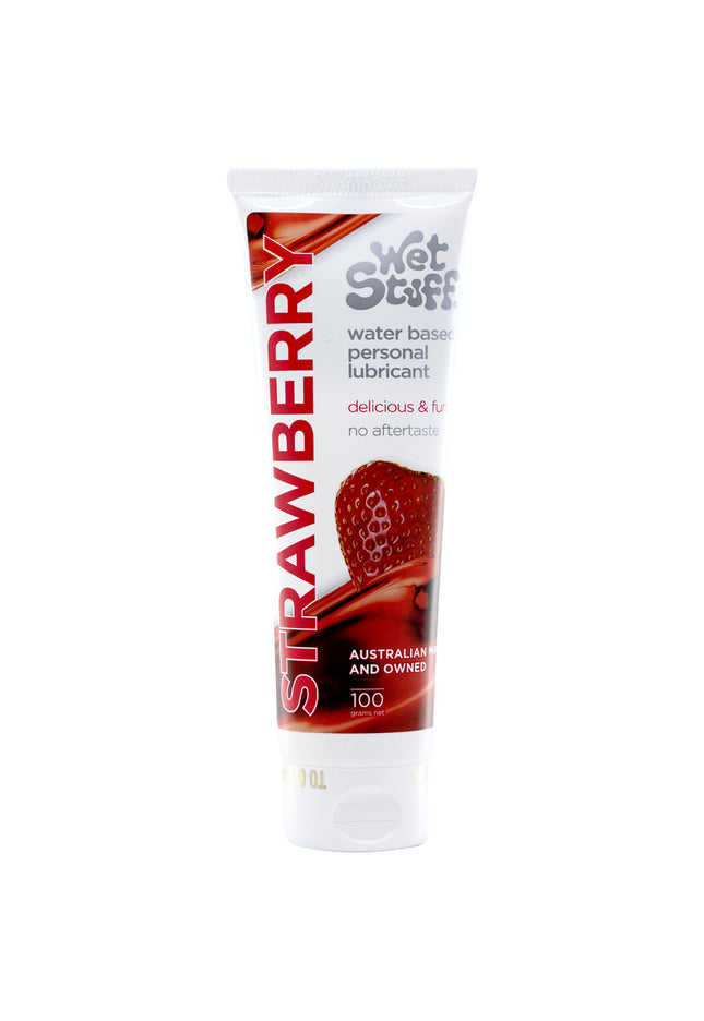 Wet Stuff Strawberry - 100g Tube - Strawberry Flavoured Water Based Lubricant - 100 gram Tube
