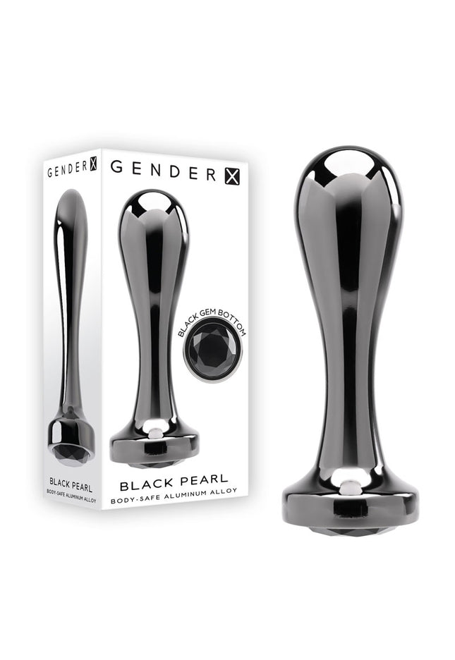 Gender X BLACK PEARL - Gunmetal 12.4 cm Metal Butt Plug with Black Gem Base