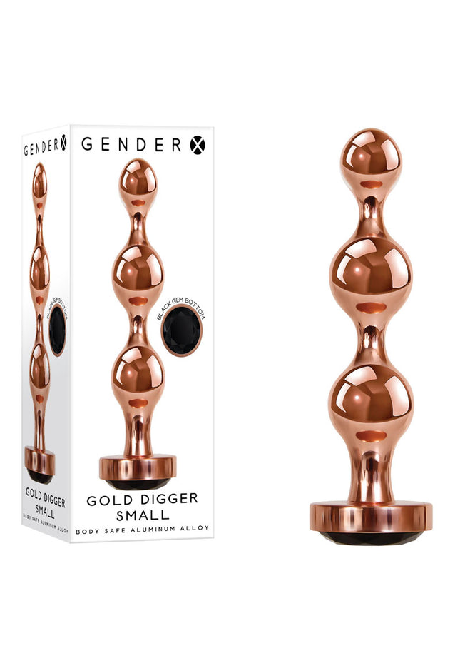 Gender X GOLD DIGGER SMALL - Rose Gold Small Butt Plug with Black Gem Base
