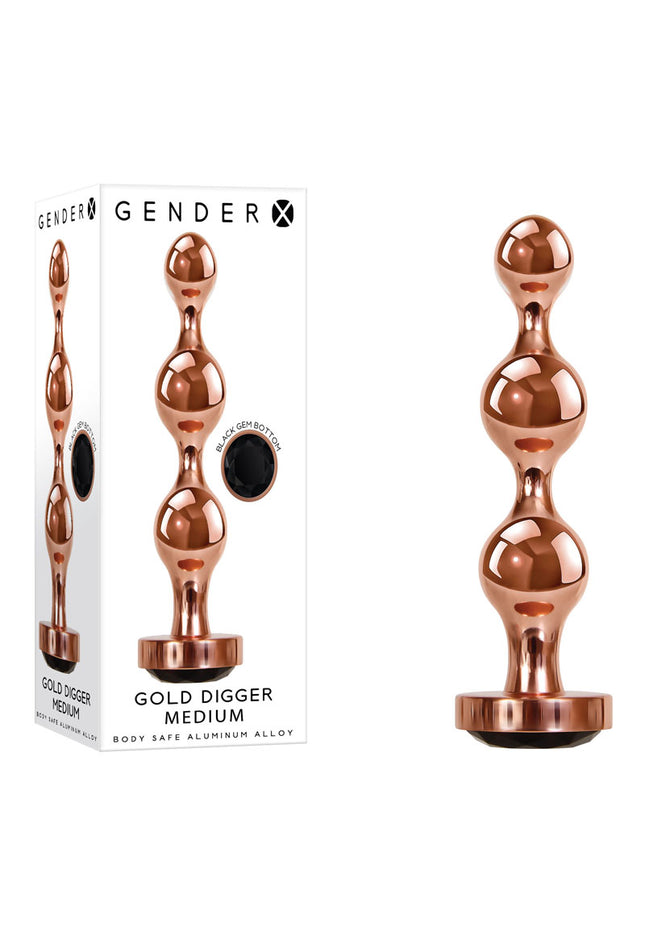 Gender X GOLD DIGGER Medium - Rose Gold Medium Butt Plug with Black Gem Base