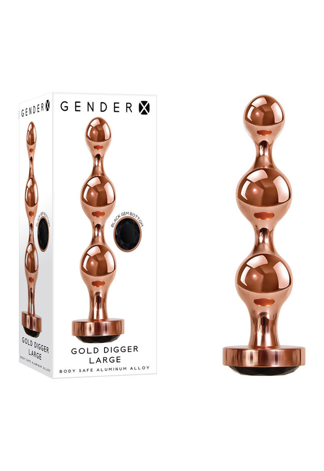 Gender X GOLD DIGGER Large - Rose Gold Large Butt Plug with Black Gem Base