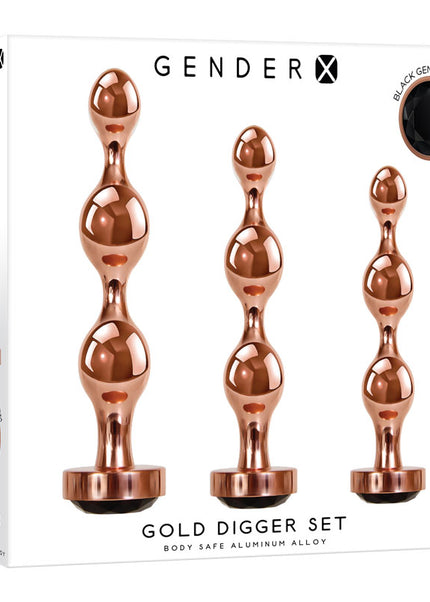Gender X GOLD DIGGER SET - Rose Gold Metallic Butt Plugs - Set of 3 Sizes