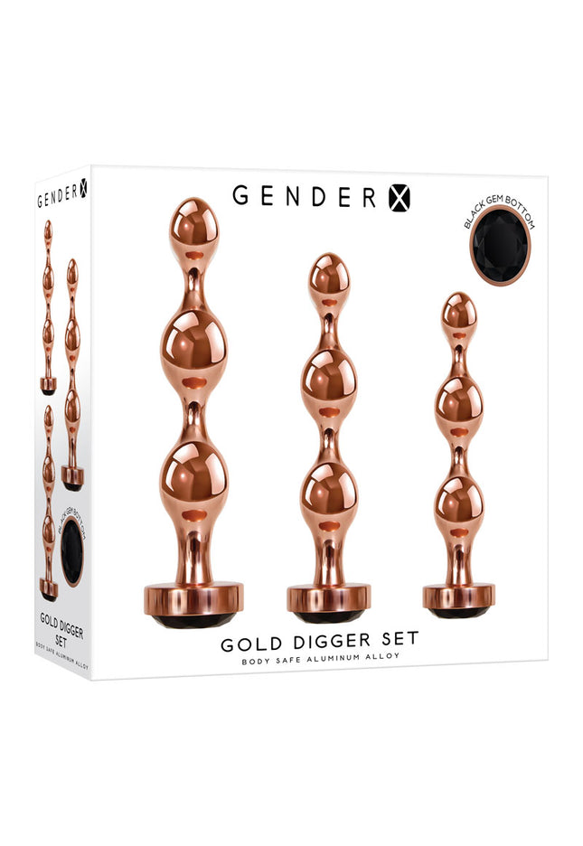 Gender X GOLD DIGGER SET - Rose Gold Metallic Butt Plugs - Set of 3 Sizes