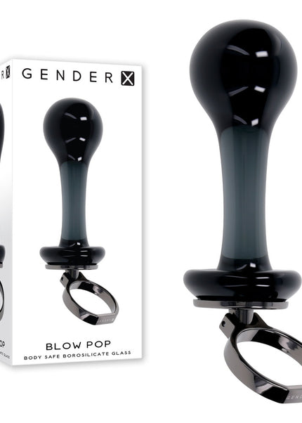 Gender X BLOW POP - Black 12.8 cm Glass Plug with Ring Pull