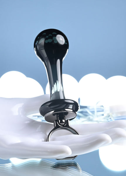 Gender X BLOW POP - Black 12.8 cm Glass Plug with Ring Pull