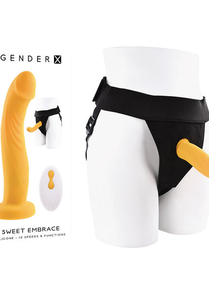 Gender X SWEET EMBRACE - Yellow 17.8 cm USB Rechargeable Strap-On
